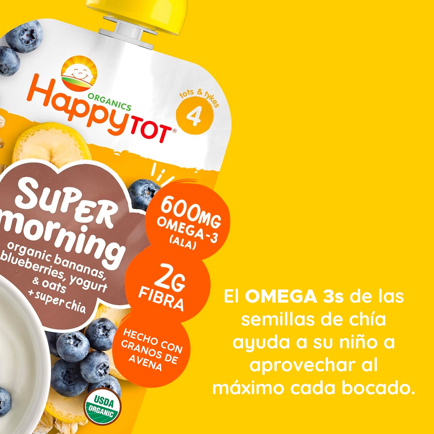 Compotas Super Mornings Banano, Arándano y Yogurt 8 Unidades